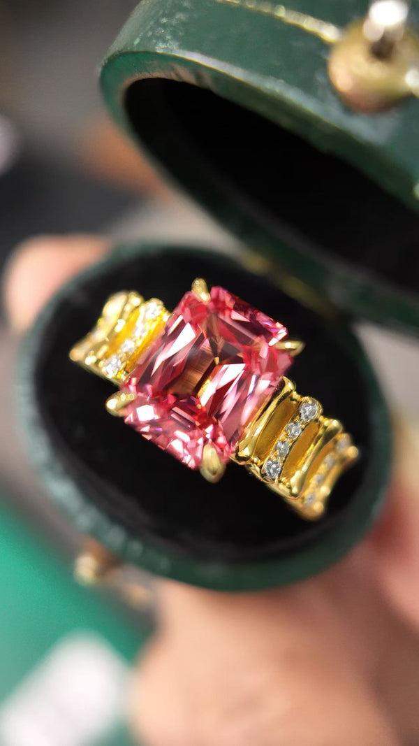 Lab Grown Padparadscha Ring