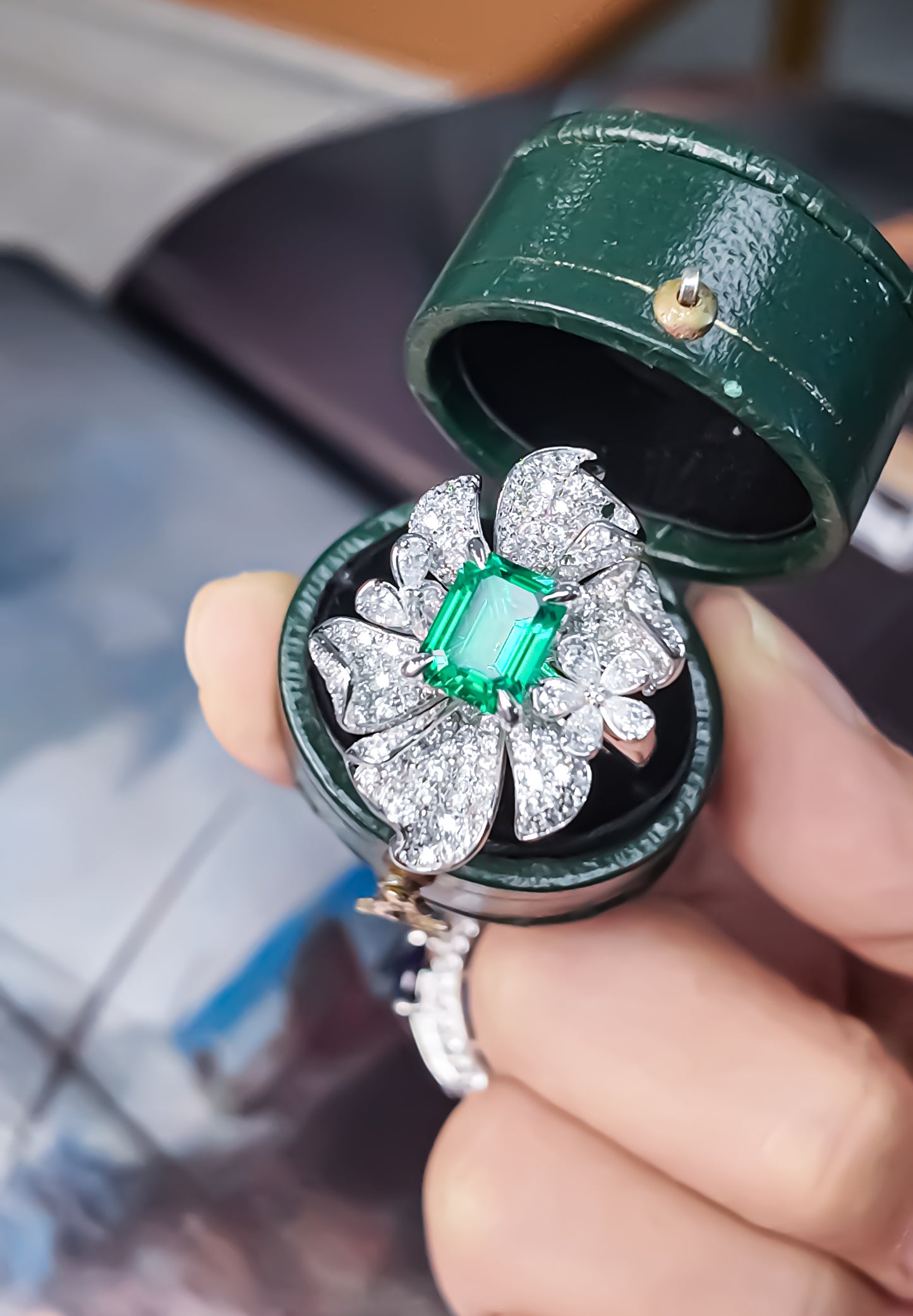 Flower-Lab Grown Emerald Ring