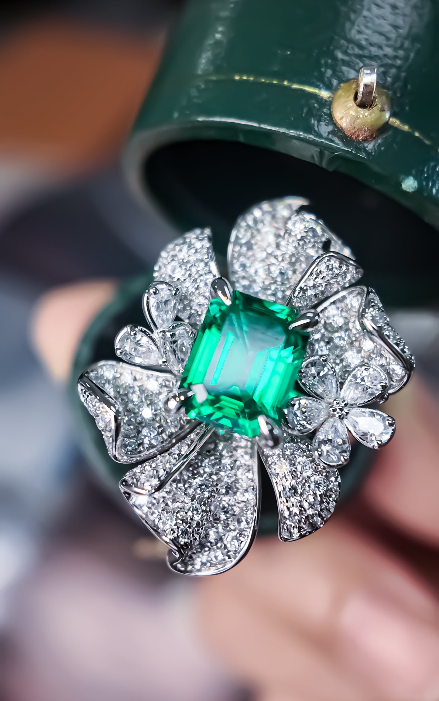 Flower-Lab Grown Emerald Ring