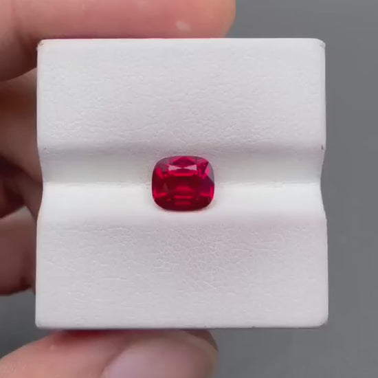 RUCU003 · Pigeon Blood Ruby video · 6*7 mm · 1.66 ct