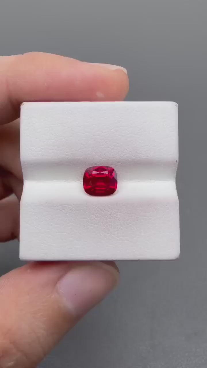 RUCU003 · Pigeon Blood Ruby video · 6*7 mm · 1.66 ct