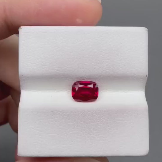 RUCU001 · Pigeon Blood Ruby video · 5*6.5 mm · 1.22 ct