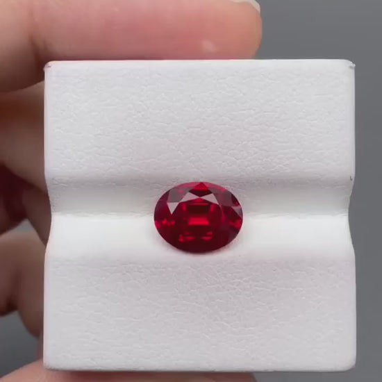 RUOV003 · Pigeon Blood Ruby video · 7*9 mm · 2.63 ct